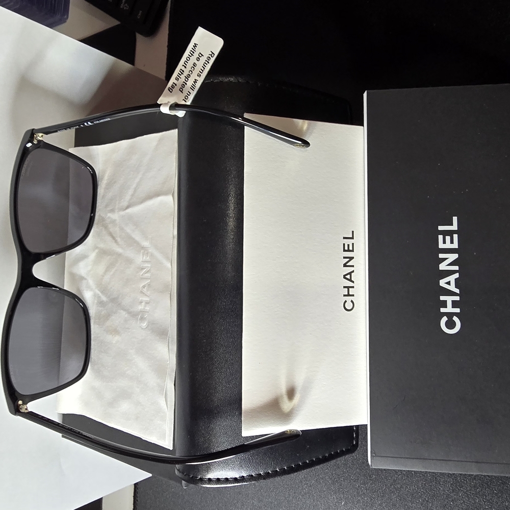 Chanel Classic Black Sunglasses 5447 C.501/t8 - Picture 2 of 5